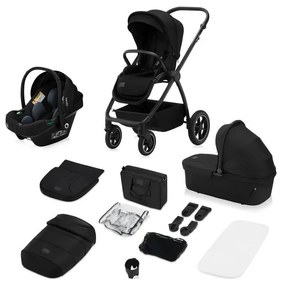 Lionelo - MERIL 3 az 1-ben kombinált babakocsi, Fekete Onyx