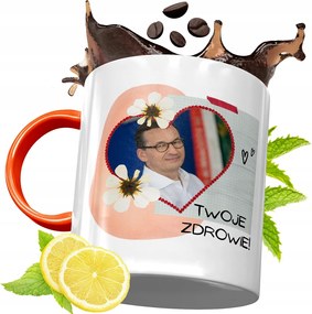 Narancssárga Bögre Mateusz Morawiecki Ajándék fényképes nyomtatással