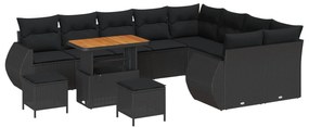 vidaXL Kerti Kanapé Szett párnával tárolóval 12 pcs Fekete