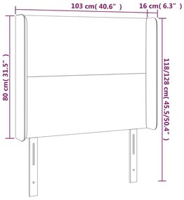 szürke műbőr LED-es fejtámla 103x16x118/128 cm