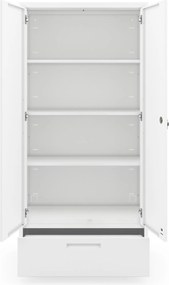 Moduláris többfunkciós fém szekrény fiókkal fehér MEGAN 1850 x 900 x 400 mm