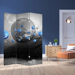 Paraván - Kék absztrakt gömbök (126x170 cm)