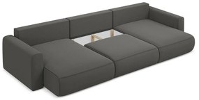Sötétszürke bársony kinyitható-tárolóhelyes (U alakú) sarokkanapé Kapua – Makamii