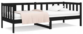 fekete tömör fenyőfa kanapéágy 90 x 190 cm