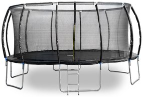G21 SpaceJump trambulin védőhalóval, 490 cm, ajándék létrával, fekete színben