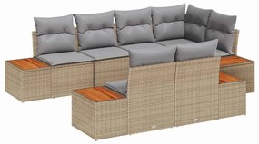 vidaXL Kerti Kanapé Szett 7 pcs Beige és Világosszürke Polyrattan