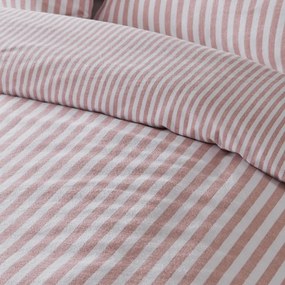 Rózsaszín egyszemélyes flanel ágyneműhuzat 135x200 cm Stripe – Catherine Lansfield