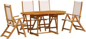 vidaXL 5 részes tömör akácfa és textilén kerti étkezőgarnitúra