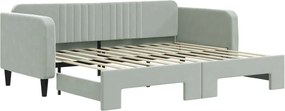 vidaXL világosszürke kihúzható bársony heverő 90 x 200 cm