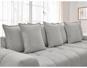 Világosszürke zsenília kinyitható-tárolóhelyes sarokkanapé (jobb oldali-heverő résszel) Everest – Bobochic Paris