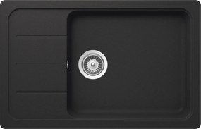 Schock Formhaus D-100LS konyhai mosogatótálca Cristalite Onyx 780 x 500 mm, gránit, megfordítható, hagyományos beépítés, metalizált fekete