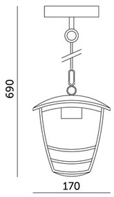 Kültéri csillár láncon TEVIO 1xE27/60W/230V IP54 fekete