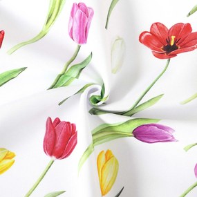 Goldea teflon szövet terítőknek - színes tulipánok 160 cm