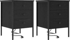 vidaXL Éjjeliszekrény 2 pcs Fekete tölgy 42 x 41 x 61 cm Faanyag
