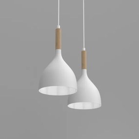 Csillár zsinóron NOAK WOOD 2xE27/15W/230V fehér/bükkfa