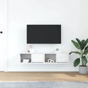 2 db fehér szerelt fa TV-szekrény 60x31x25,5 cm