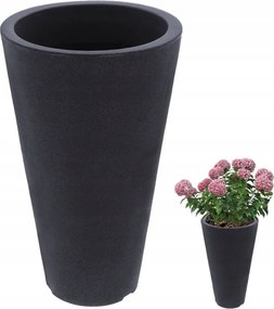 Kerti Virágtartó Magas Kerek Antracit Fedő Kő Utánzat