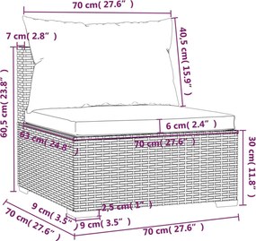 7 részes fekete polyrattan kerti ülőgarnitúra párnákkal