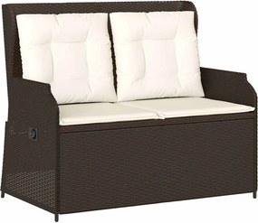 vidaXL barna polyrattan dönthető kerti pad párnával