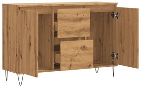 kézműves tölgy színű szerelt fa tálalószekrény 104 x 35 x 70 cm