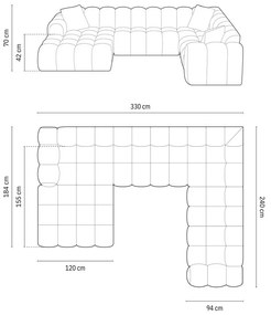 Zöld zsenília sarokkanapé (jobb oldali-U alakú) Treno – Cosmopolitan Design