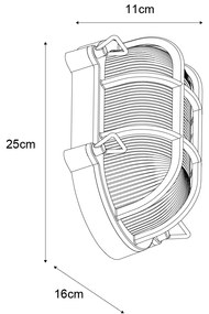 Kültéri fali lámpa ezüst ovális IP44 - Noutica