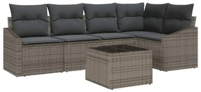 vidaXL Kerti Kanapé Szett párnával 6 pcs Világosszürke polirattan