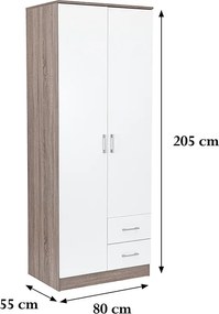 Miami gardróbszekrény 80x205 cm fehér-yorki tölgy