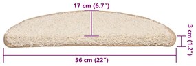 30 db krémszínű lépcsőszőnyeg 56x17x3 cm