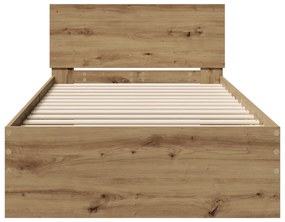 Ágykeret matrac és fejtámla nélkül, Kézműves tölgy 90x200 cm