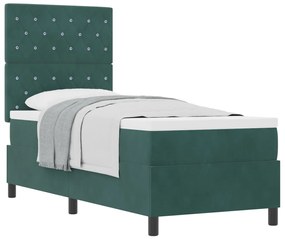 Boxspring Ágy Matrac Kétszemélyes Zöld 80x200 cm Bársony