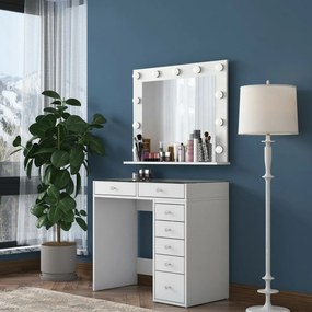 Verona White kozmetikai asztal üveglapos