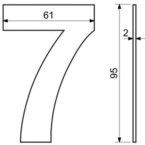 "7" házszám, RN.95L, rozsdamentes acél