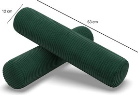 Görgős párna, 2 db, hab töltet, kordbársony, zöld