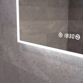 Álló fürdőszobai LED tükör 60x80cm | Páramentesítő funkció - Óra - Fényerő és színhőmérséklet szabályozás | Welland Luxury-Line G771