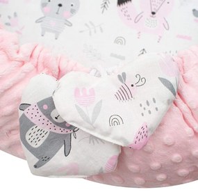 Luxus babafészek párnával és paplannal New Baby Minkyből rózsaszín