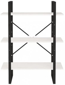 háromszintes fehér tömör fenyőfa könyvszekrény 80 x 30 x 105 cm