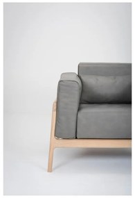 Fawn fotel tömör tölgyfa konstrukcióból sötétszürke bivalybőr ülőpárnával - Gazzda