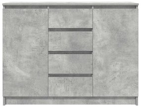 betonszürke szerelt fa tálalószekrény fiókos 100,5x35x76 cm