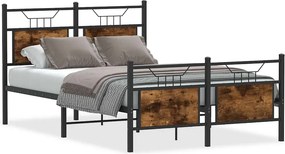 vidaXL füstös tölgy színű szerelt fa ágykeret matrac nélkül 120x200 cm
