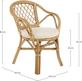 Natúr színű tömörfa-rattan kerti szék Athina – Bizzotto