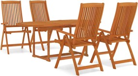 vidaXL 5 részes tömör eukaliptuszfa kerti étkezőgarnitúra