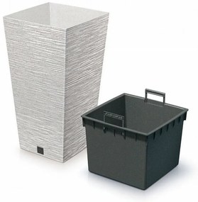 FURU SQUARE ECO WOOD virágtartó 24 cm betéttel, fehér ECO, S