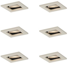 6 darabos modern, bézs színű, süllyesztett spotlámpa készlet GU10 50mm-es, forgatható és dönthető - Qure