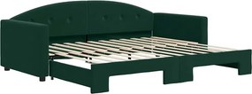 vidaXL sötétzöld kihúzható bársony heverő 90 x 200 cm