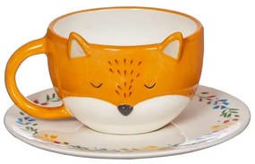 Finley Fox narancssárga dolomit csésze és csészealj, 300 ml - Sass & Belle