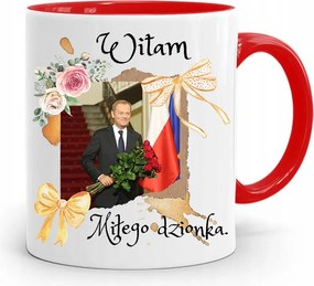 Donald Tusk Piros Bögre Platform Ajándék fényképes nyomtatással