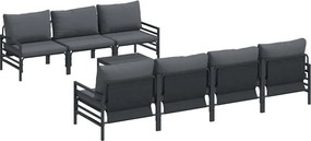 vidaXL Kerti Kanapé Szett párnával 8 pcs Fekete Acél