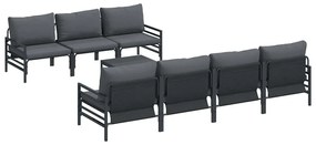 vidaXL Kerti Kanapé Szett párnával 8 pcs Fekete Acél