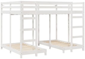 vidaXL Háromszintes emeletes ágykeret Fehér 140 x 200 cm Tömör fenyőfa